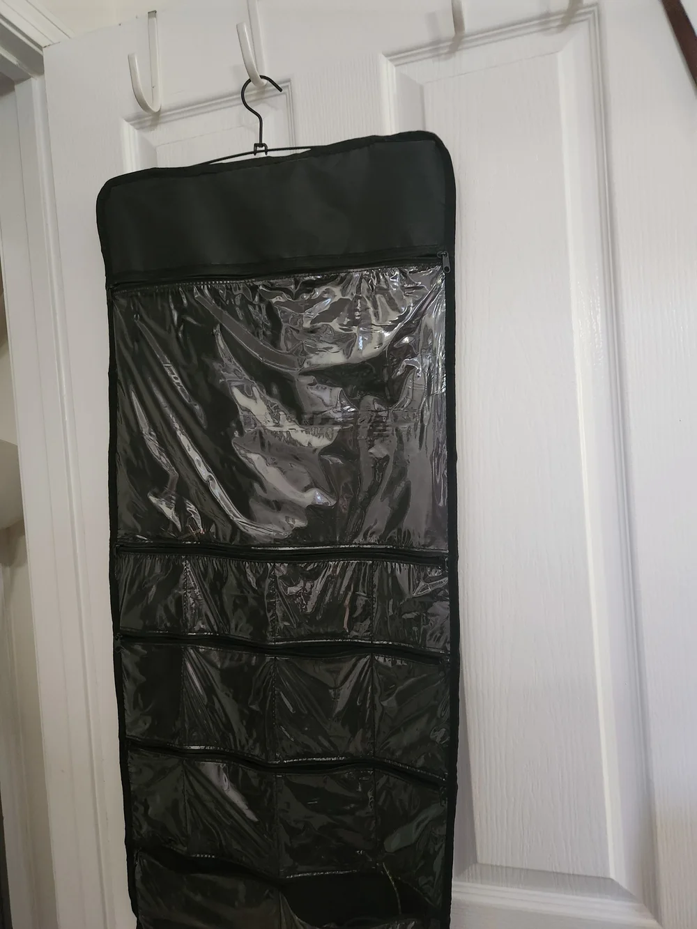 Black Hanging Organizer with Clear Pockets